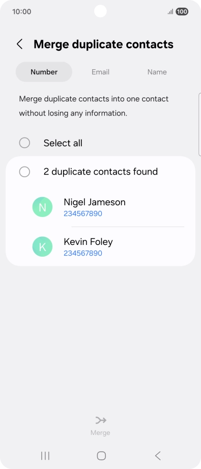 Press the field next to the required number.