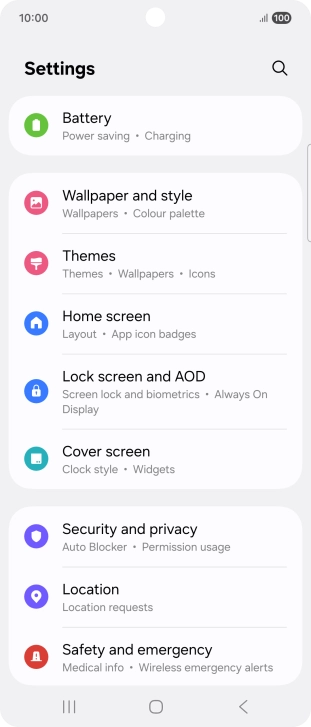 Press Security and privacy.