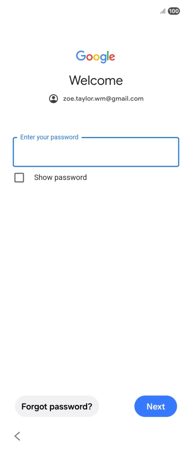 Press Enter your password and key in the password for your Google account. Press Enter your password and key in the password for your Google account.