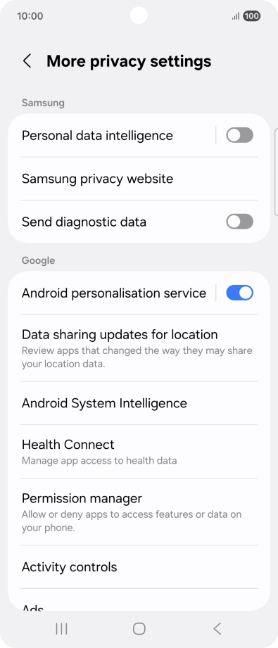 Press Permission manager.