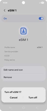 If you turn off use of the price plan, press Turn off.