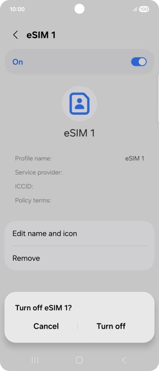 If you turn off use of the price plan, press Turn off.