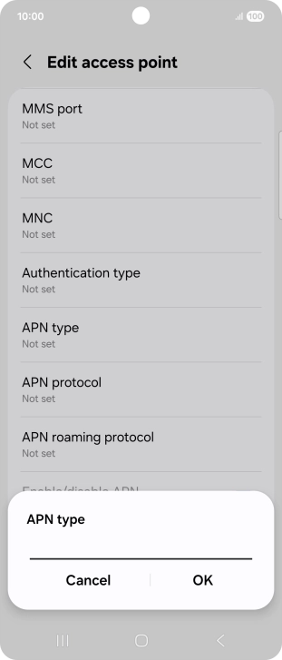 Key in default and press OK.