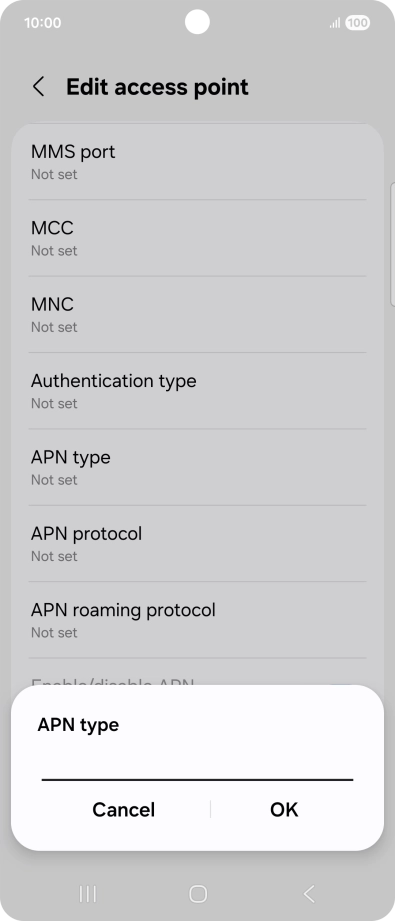 Key in default and press OK.