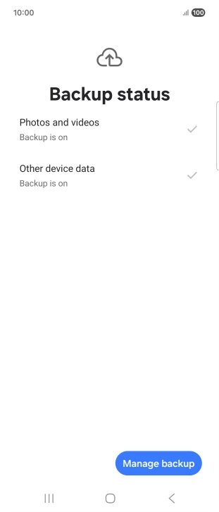 Press Manage backup.