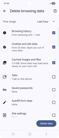 Press the fields next to the required data types.