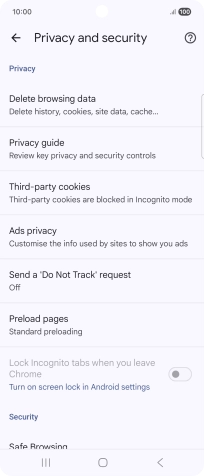 Press Delete browsing data.