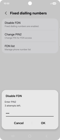 Key in your PIN2 and press OK. The default PIN2 is 1111.