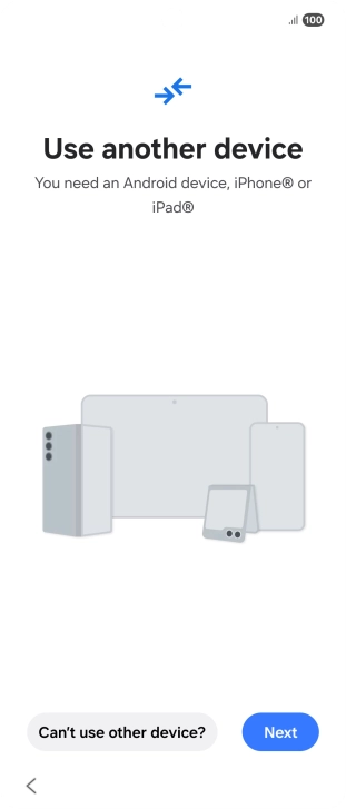 Press Can't use other device?. Press Can't use other device?.