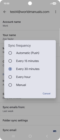 Press the required setting.