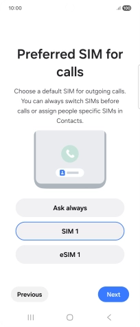 Press the required setting.