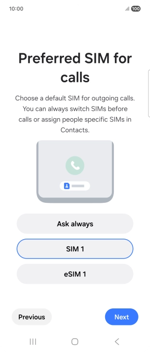 Press the required setting.