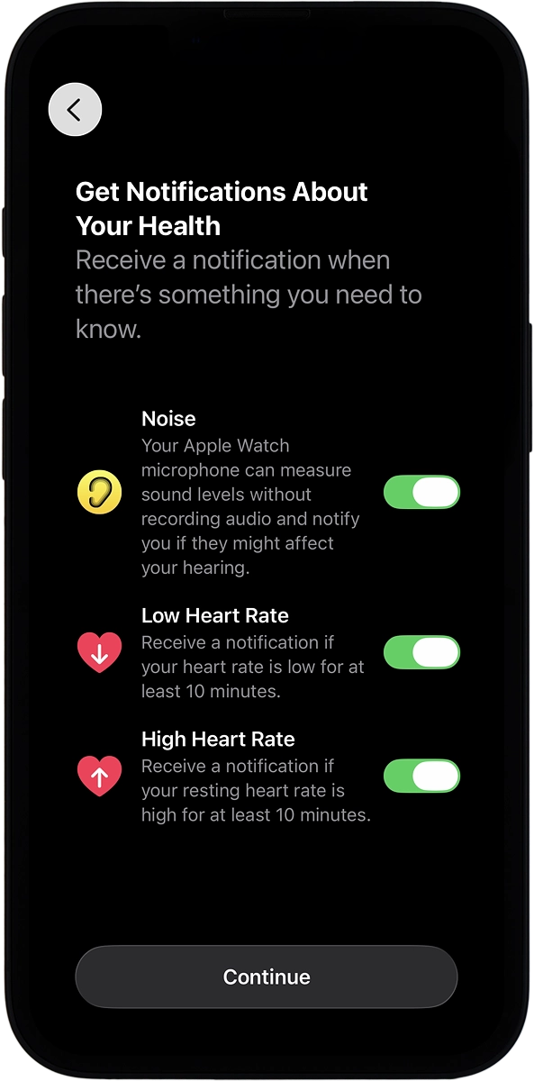 On your phone: Press the indicators to turn the required settings on or off.