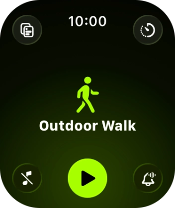 Slide your finger up or down on the screen to select the required training activity.