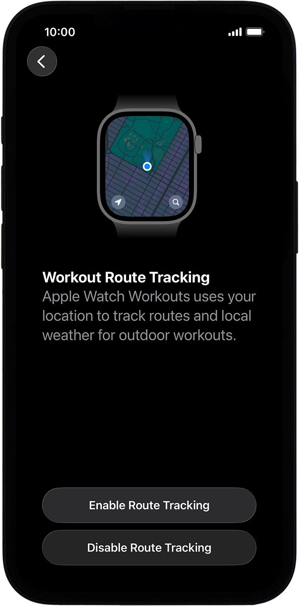 On your phone: Press the required setting to turn location sharing for outdoor activities on or off.