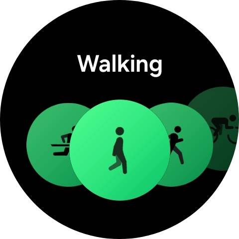 Drag your finger right or left to select the required activity. Drag your finger right or left to select the required activity.
