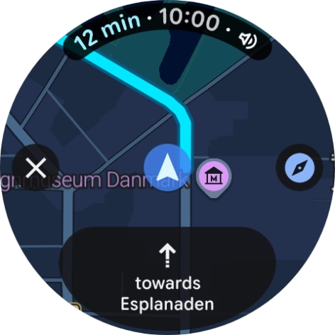 Press the route description icon to return to the directions.