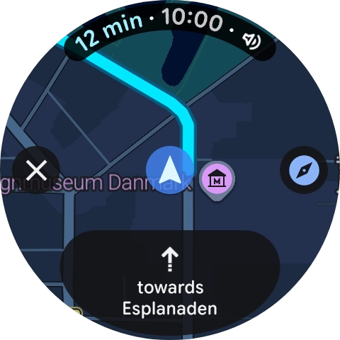 Press the route description icon to return to the directions.
