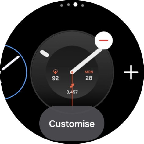 Press the required watch face.