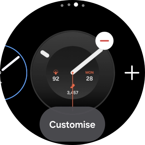 Press the required watch face.