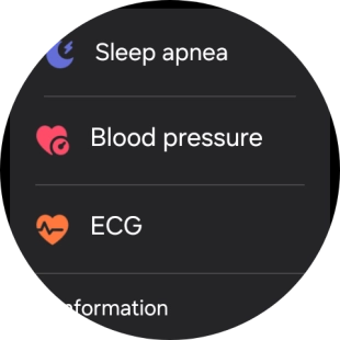 Press Blood pressure and follow the instructions on the screen to measure your blood pressure. Press Blood pressure and follow the instructions on the screen to measure your blood pressure.