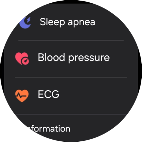 Press Blood pressure and follow the instructions on the screen to measure your blood pressure. Press Blood pressure and follow the instructions on the screen to measure your blood pressure.