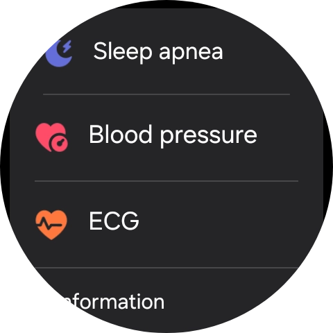 Press Blood pressure and follow the instructions on the screen to measure your blood pressure. Press Blood pressure and follow the instructions on the screen to measure your blood pressure.
