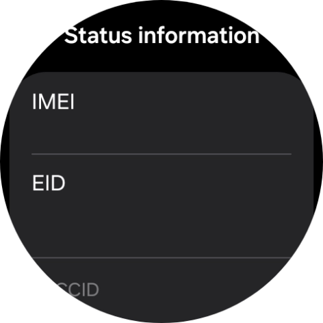 Your smartwatch's EID number is displayed below EID.