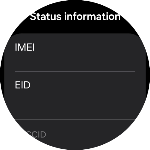 Your smartwatch's EID number is displayed below EID.