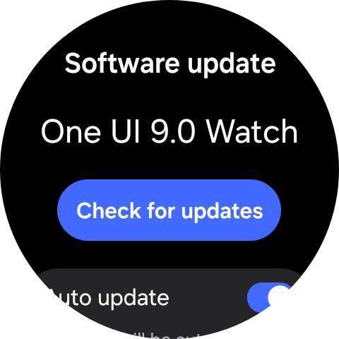 Press Check for updates. If a new software version is available, it's displayed. Follow the instructions on the screen to update the smartwatch software.