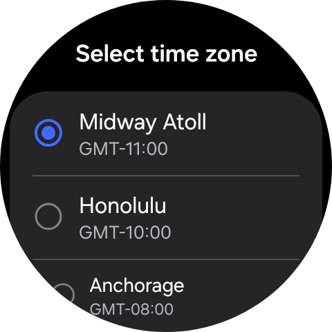 Press the required time zone.