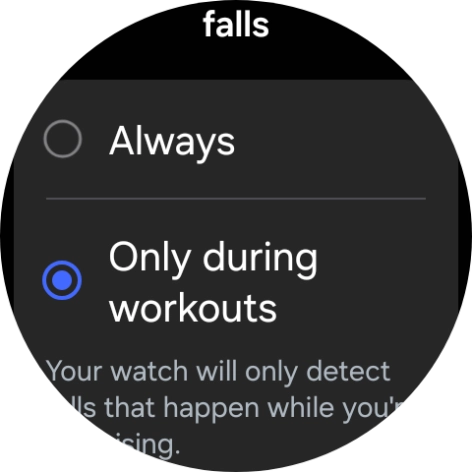 Press the required setting.