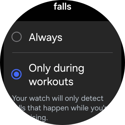 Press the required setting.