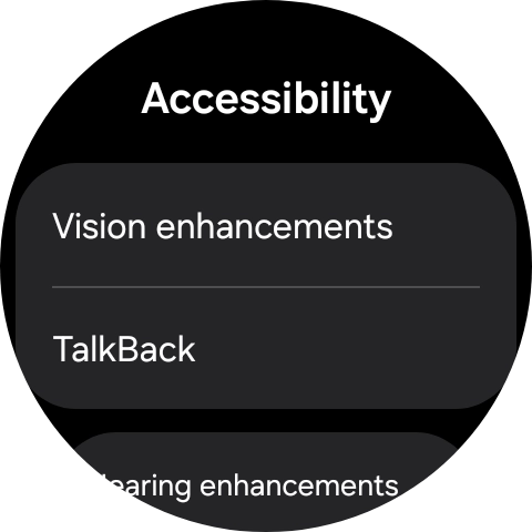 Press Vision enhancements and follow the instructions on the screen to select the required settings.