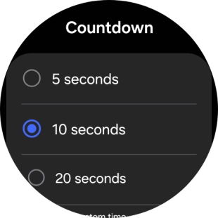 Press the required setting to choose how long the countdown should be before your smartwatch calls the emergency dispatch centre when a hard fall is detected.
