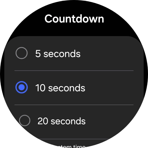Press the required setting to choose how long the countdown should be before your smartwatch calls the emergency dispatch centre when a hard fall is detected.