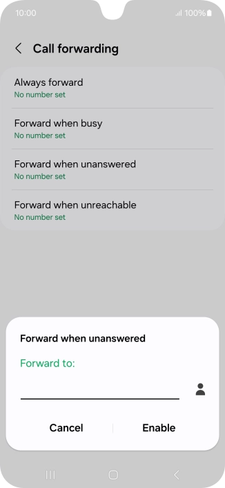 Key in (prefix) 5 (your phone number) and press Enable.