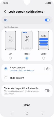 Press the required settings to turn them on or off.