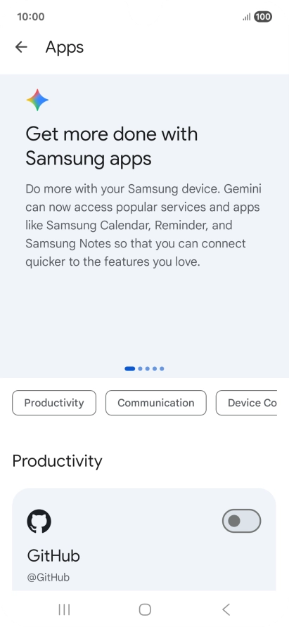 Press the indicator next to the required extension to turn on the function.