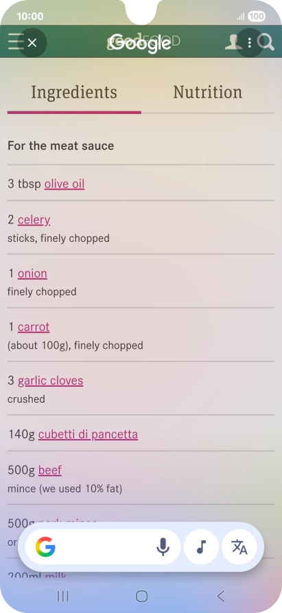 Press the translation icon.