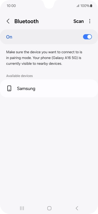 Press the required Bluetooth device and follow the instructions on the screen to pair the device with your phone.