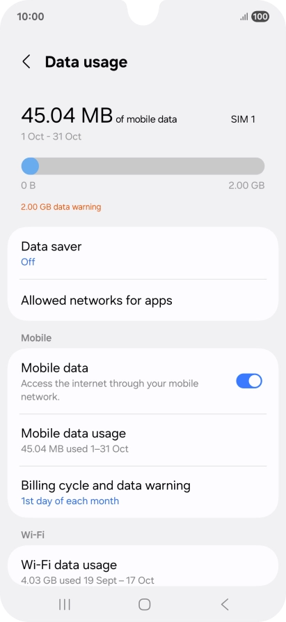 The total data usage is displayed.