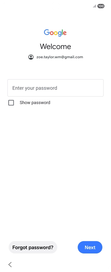 Press Enter your password and key in the password for your Google account.