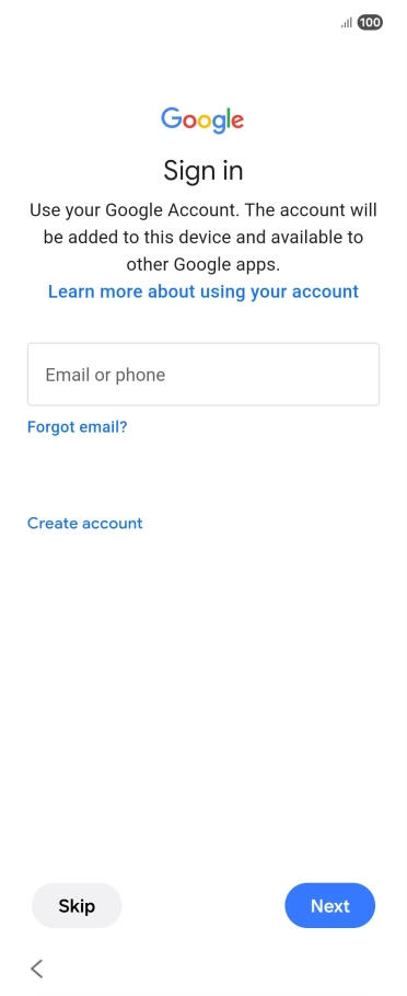 Press Email or phone and key in the username for your Google account.