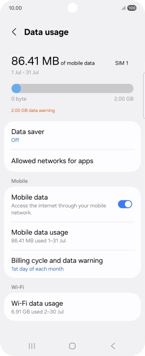 The total data usage is displayed.