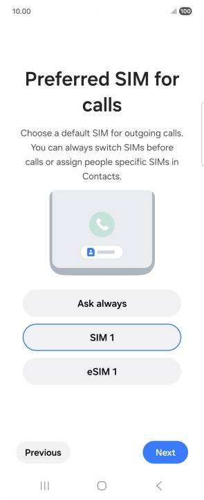 Press the required setting.