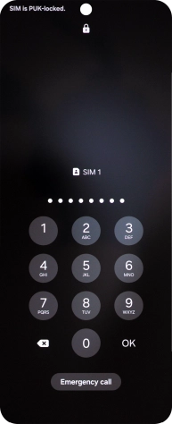 Key in the PUK and press OK.