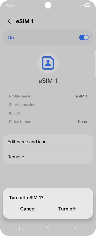 If you turn off use of the price plan, press Turn off.