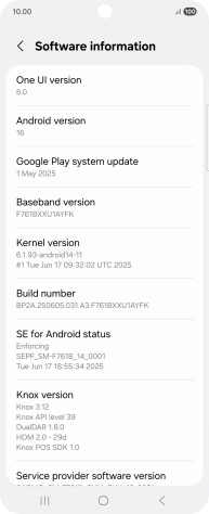 Your phone's software version is displayed below Android version.