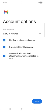 If this screen is displayed, you email account has been recognised and set up automatically. Follow the instructions on the screen to key in more information and finish setting up your phone.